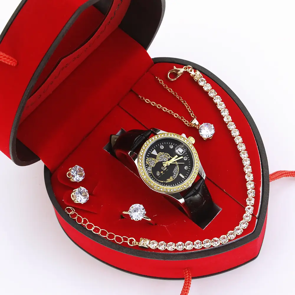 Women's Quartz Watch with Green Strap & Diamond Accessories - Image 9