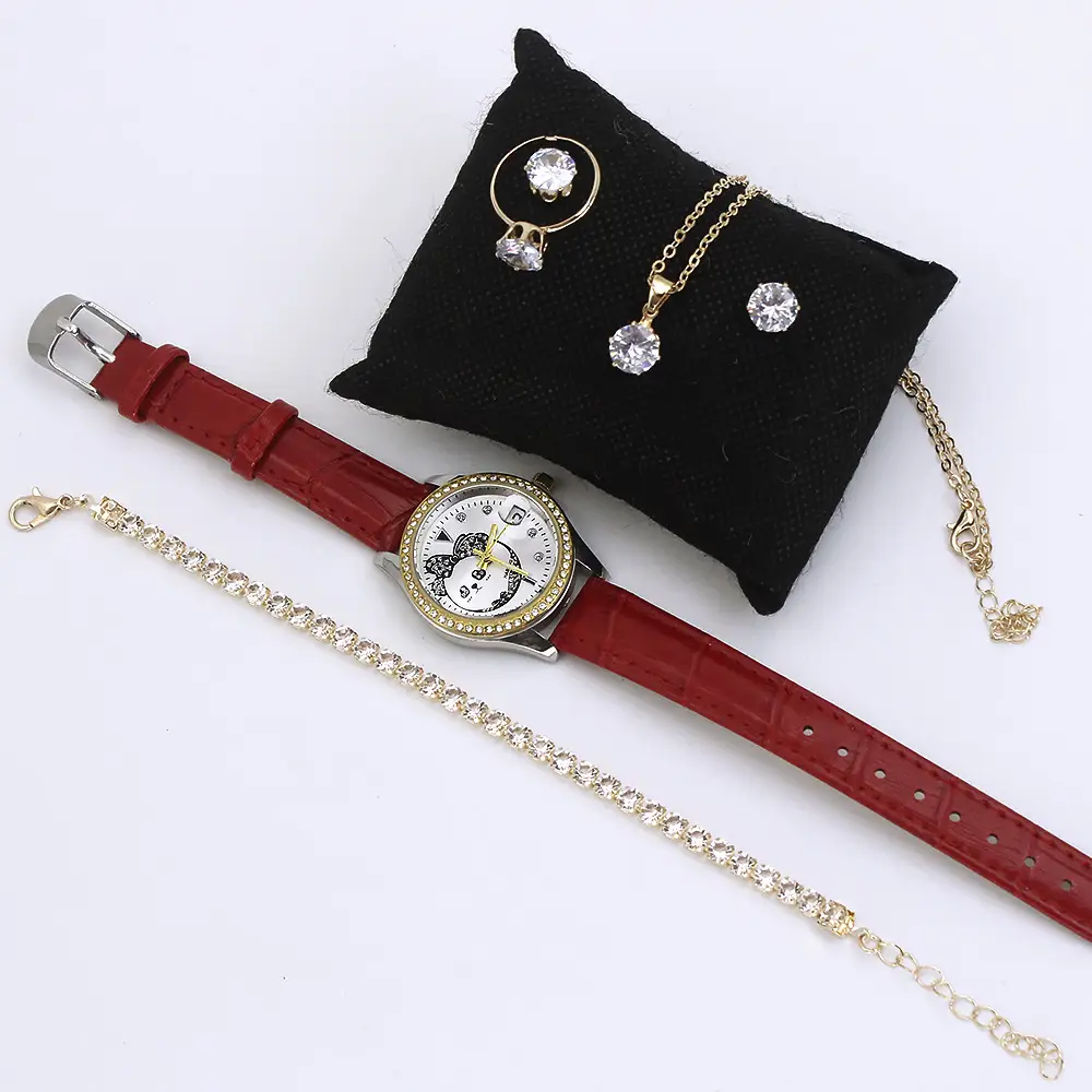 Women's Quartz Watch with Green Strap & Diamond Accessories - Image 15