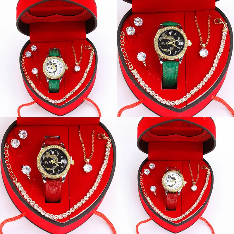 Women's Quartz Watch with Green Strap & Diamond Accessories — feature 5