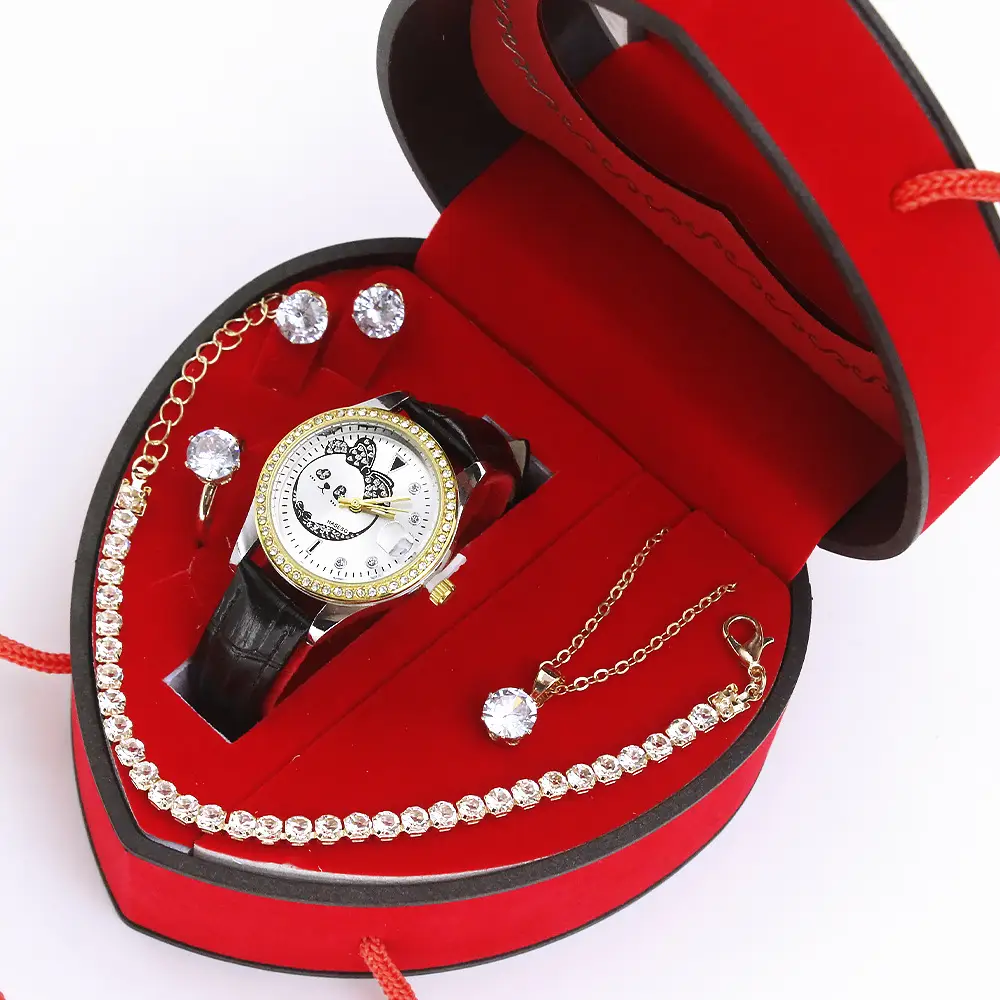 Women's Quartz Watch with Green Strap & Diamond Accessories - Image 10