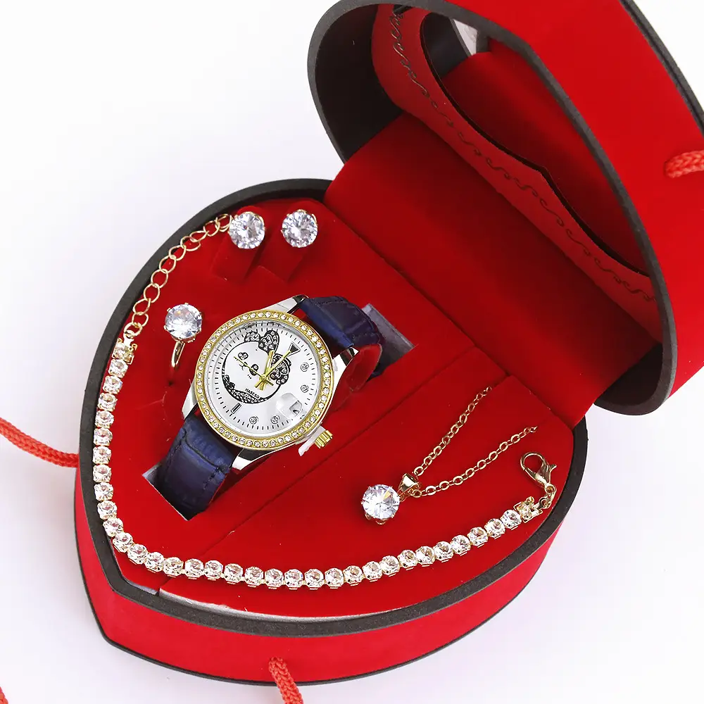 Women's Quartz Watch with Green Strap & Diamond Accessories - Image 12