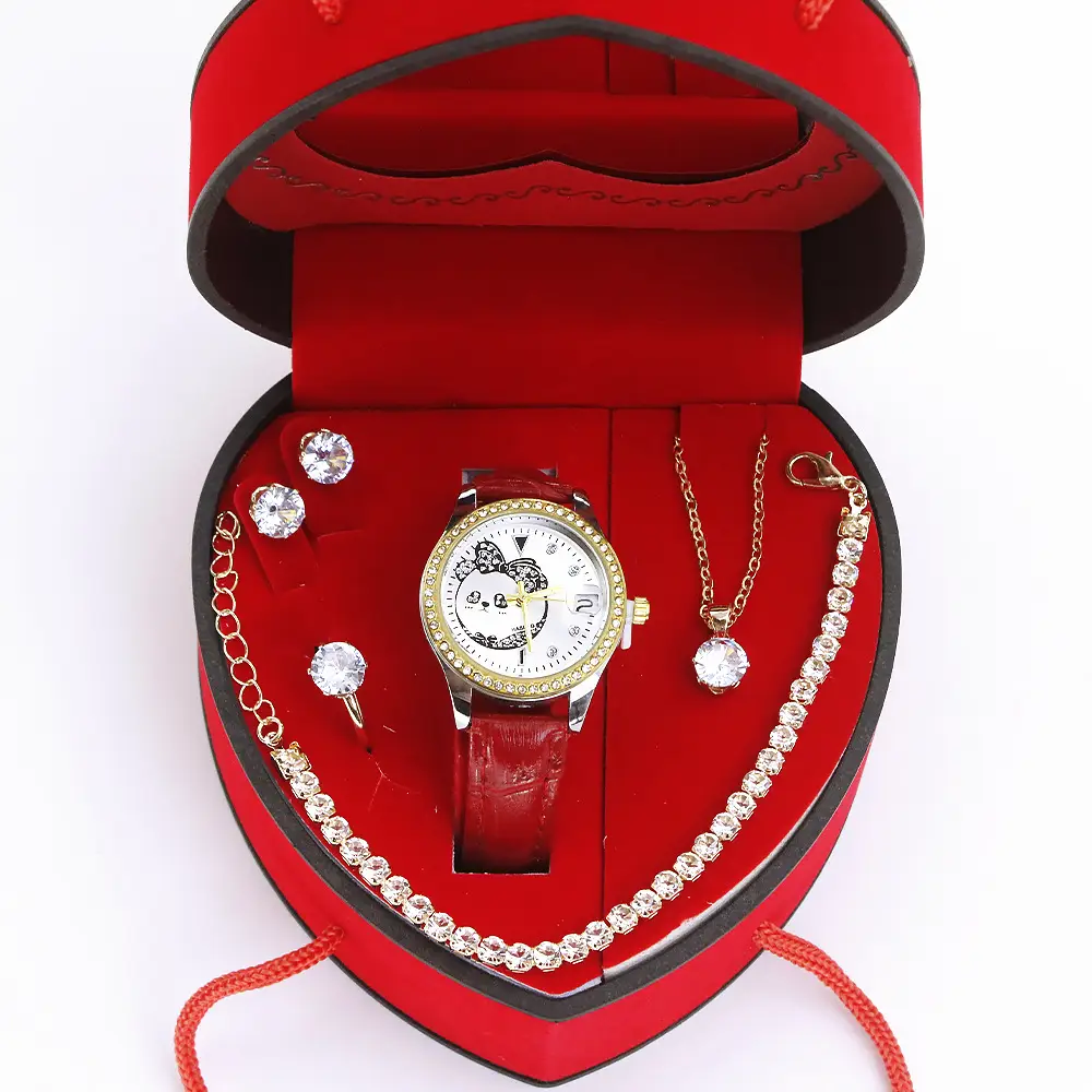 Women's Quartz Watch with Green Strap & Diamond Accessories - Image 4