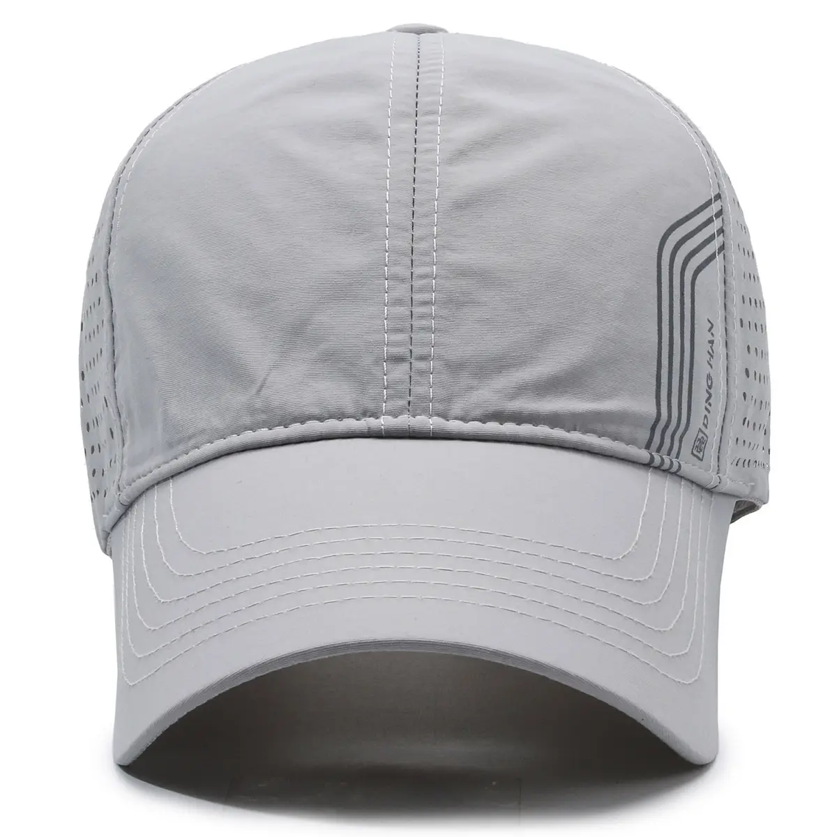 Men Grey Wide-Brimmed Baseball Cap with Mesh Back