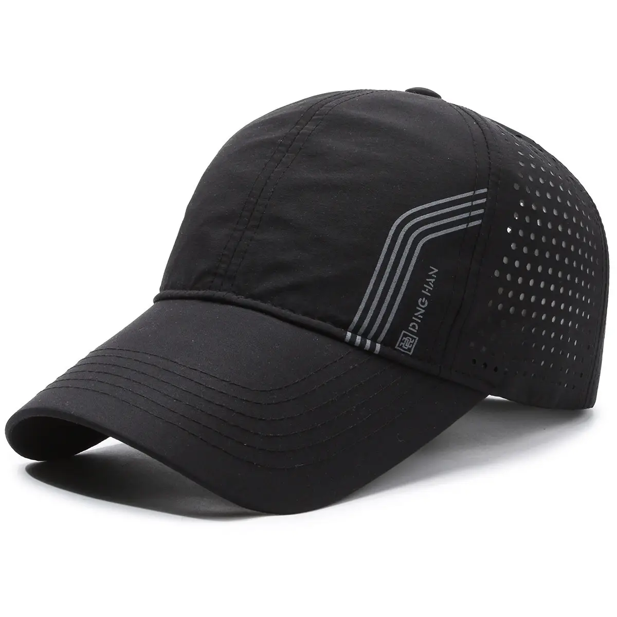Men Grey Wide-Brimmed Baseball Cap with Mesh Back