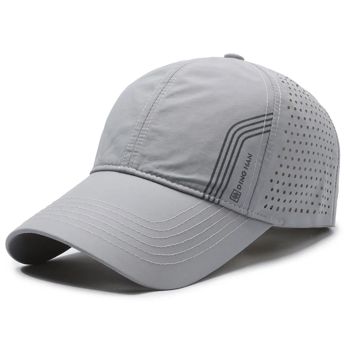 Men Grey Wide-Brimmed Baseball Cap with Mesh Back