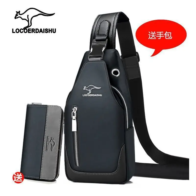 Men's Waterproof Crossbody Chest Bag with Phone Charger