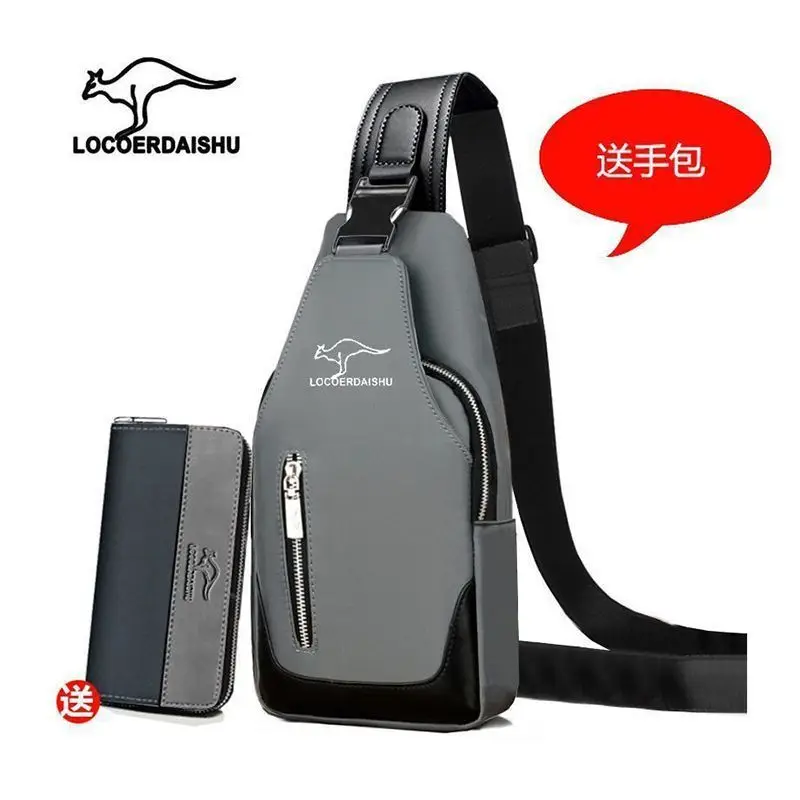 Men's Waterproof Crossbody Chest Bag with Phone Charger