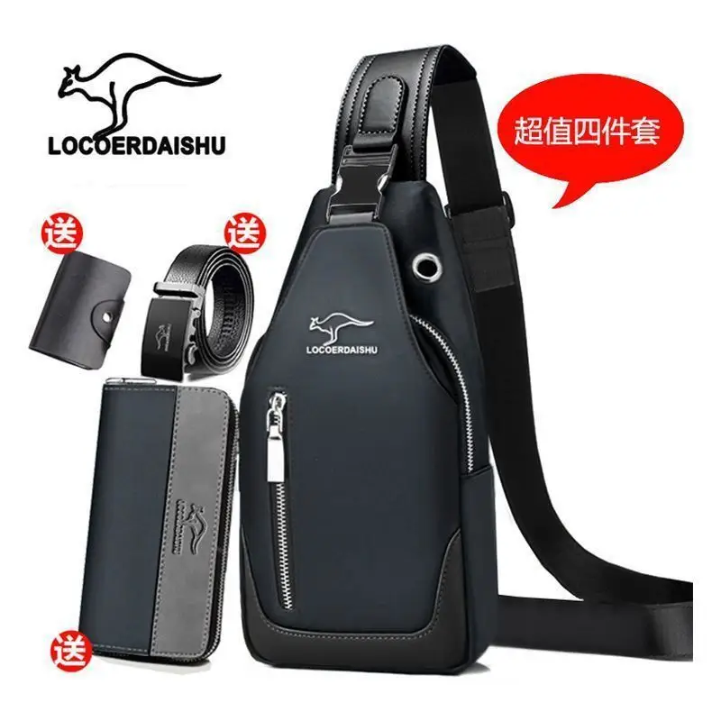 Men's Waterproof Crossbody Chest Bag with Phone Charger