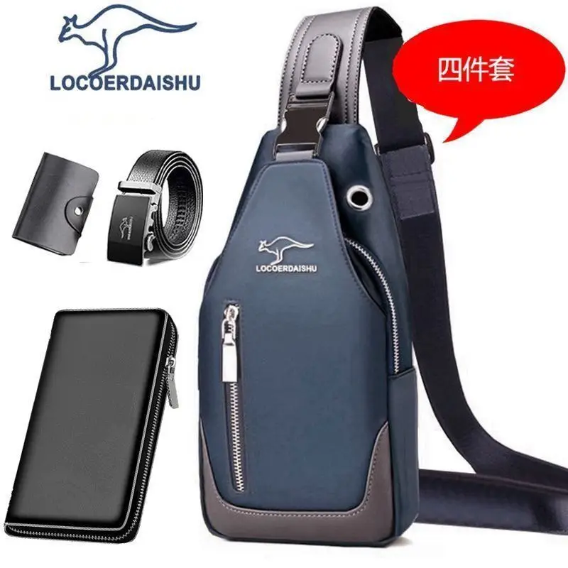 Men's Waterproof Crossbody Chest Bag with Phone Charger