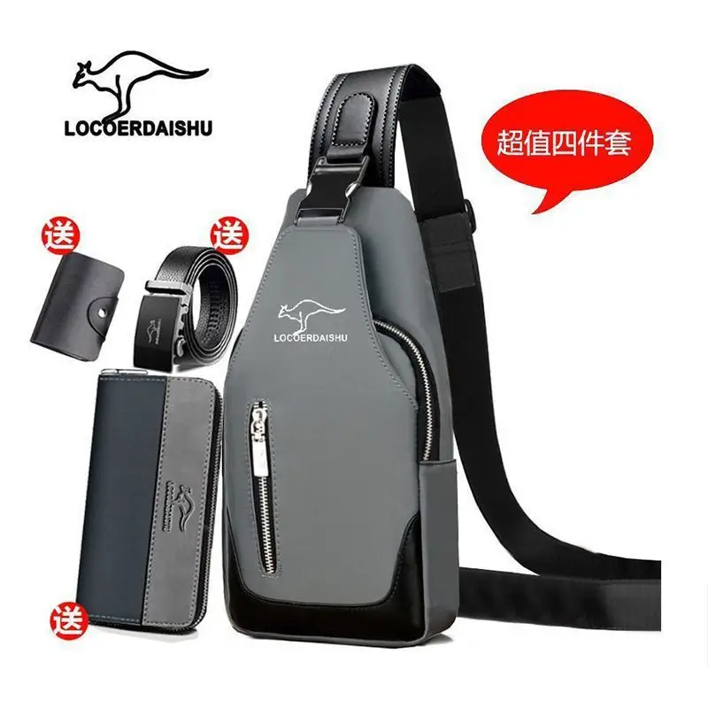 Men's Waterproof Crossbody Chest Bag with Phone Charger