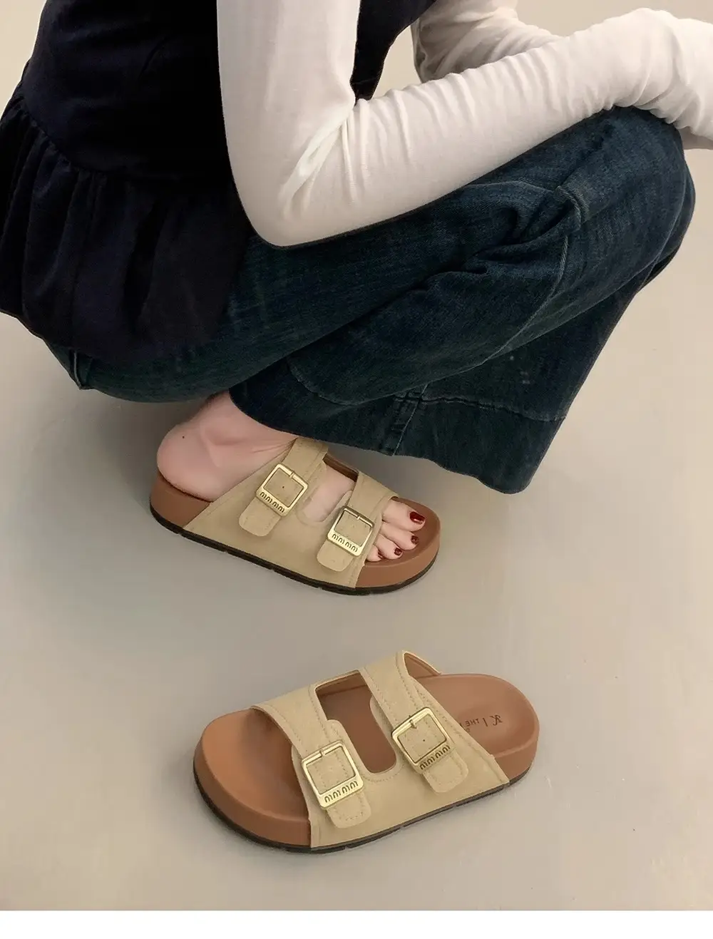 Beautiful Thick-Soled Birkenstock Shoes and Slippers for Women's Summer Outer Wear 2025 New Super Popular Vacation Casual Beach Slippers — feature 12