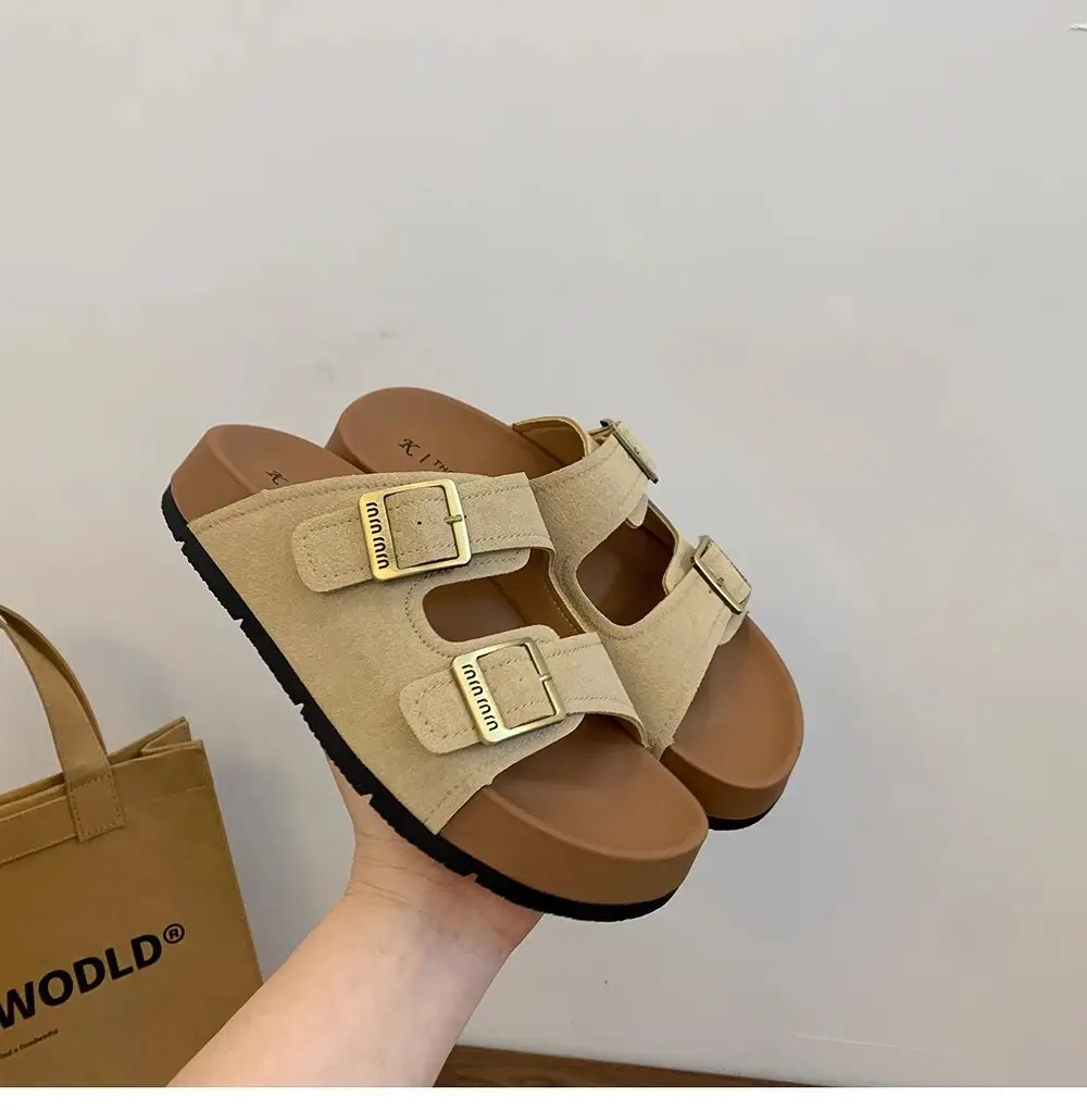 Beautiful Thick-Soled Birkenstock Shoes and Slippers for Women's Summer Outer Wear 2025 New Super Popular Vacation Casual Beach Slippers — feature 17