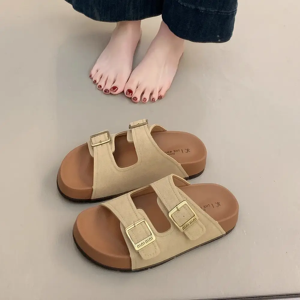 Beautiful Thick-Soled Birkenstock Shoes and Slippers for Women's Summer Outer Wear 2025 New Super Popular Vacation Casual Beach Slippers - Image 2