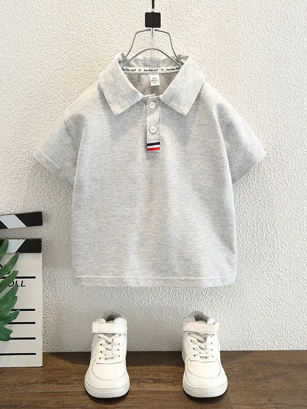 8268 Boys Summer Polo Shirt Grey Medium Large - Image 5