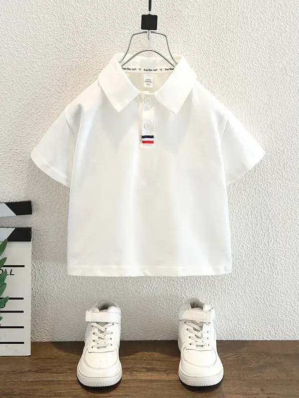 8268 Boys Summer Polo Shirt Grey Medium Large - Image 6