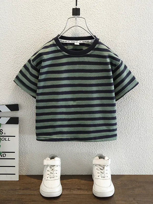 Boys Striped T-Shirt Shorts Set Summer Casual Wear