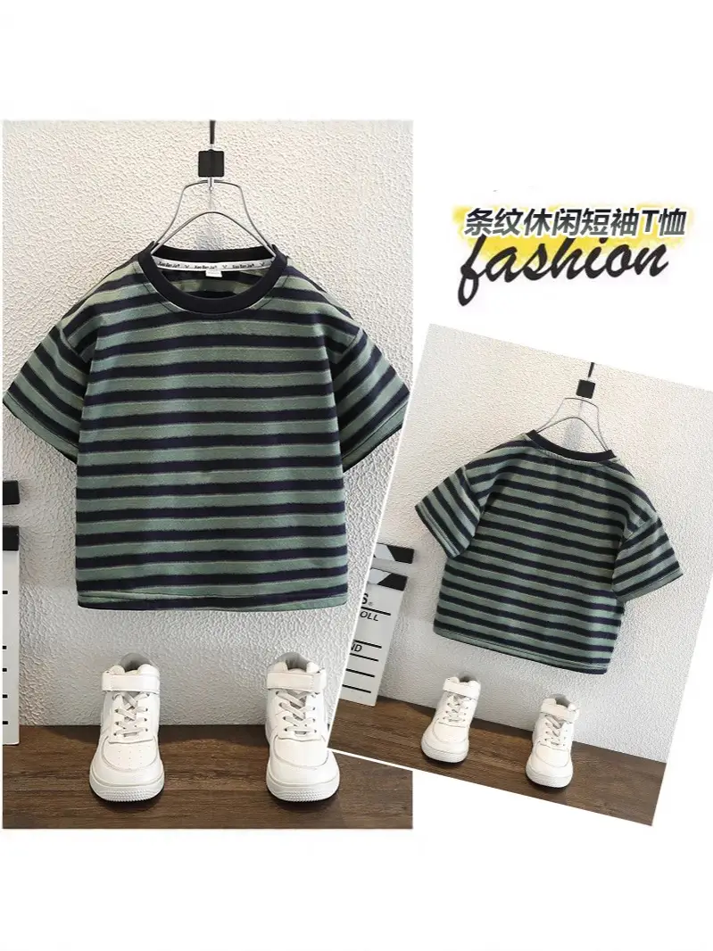 Boys Striped T-Shirt Shorts Set Summer Casual Wear
