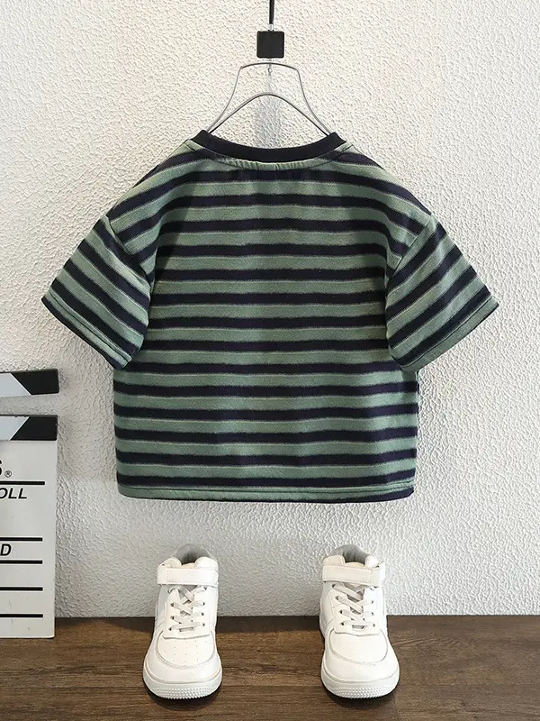 Boys Striped T-Shirt Shorts Set Summer Casual Wear