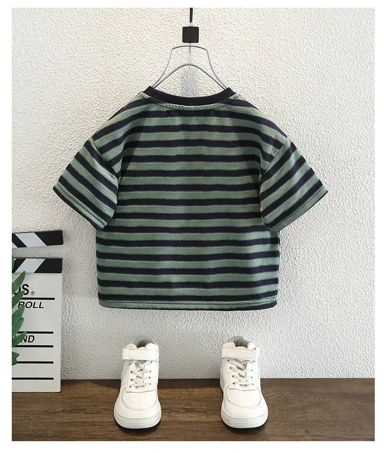 Boys Striped T-Shirt Shorts Set Summer Casual Wear — feature 10