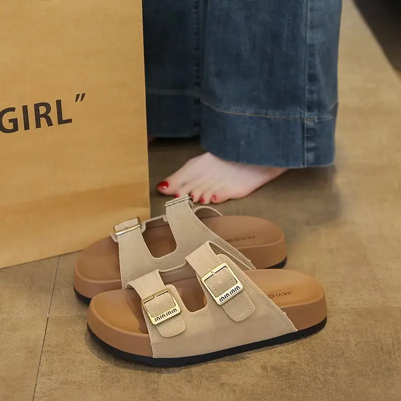 Beautiful Thick-Soled Birkenstock Shoes and Slippers for Women's Summer Outer Wear 2025 New Height-Increasing Super Popular Casual Beach Slippers - Image 6