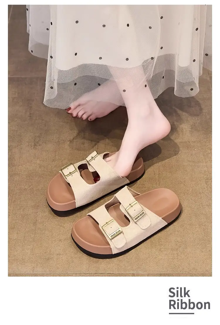 Beautiful Thick-Soled Birkenstock Shoes and Slippers for Women's Summer Outer Wear 2025 New Height-Increasing Super Popular Casual Beach Slippers — feature 9
