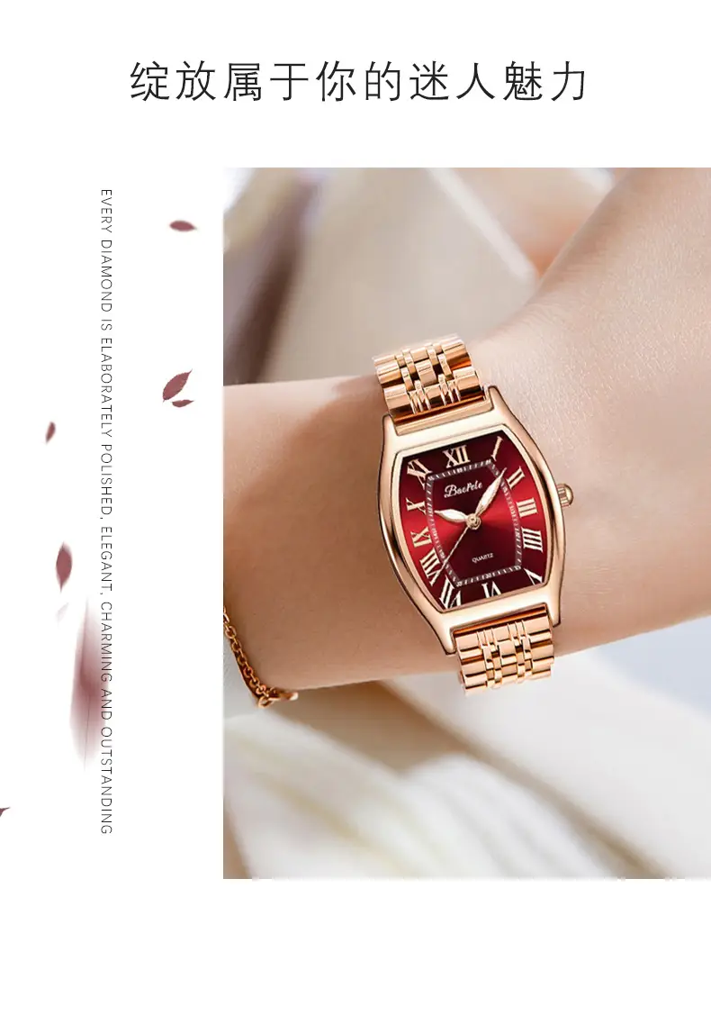 Women's Rose Gold Quartz Watch Waterproof Fashion B7646L — feature 9