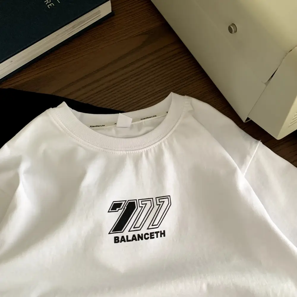 Boys 70s Logo Cotton T-Shirt White Black - Image 6