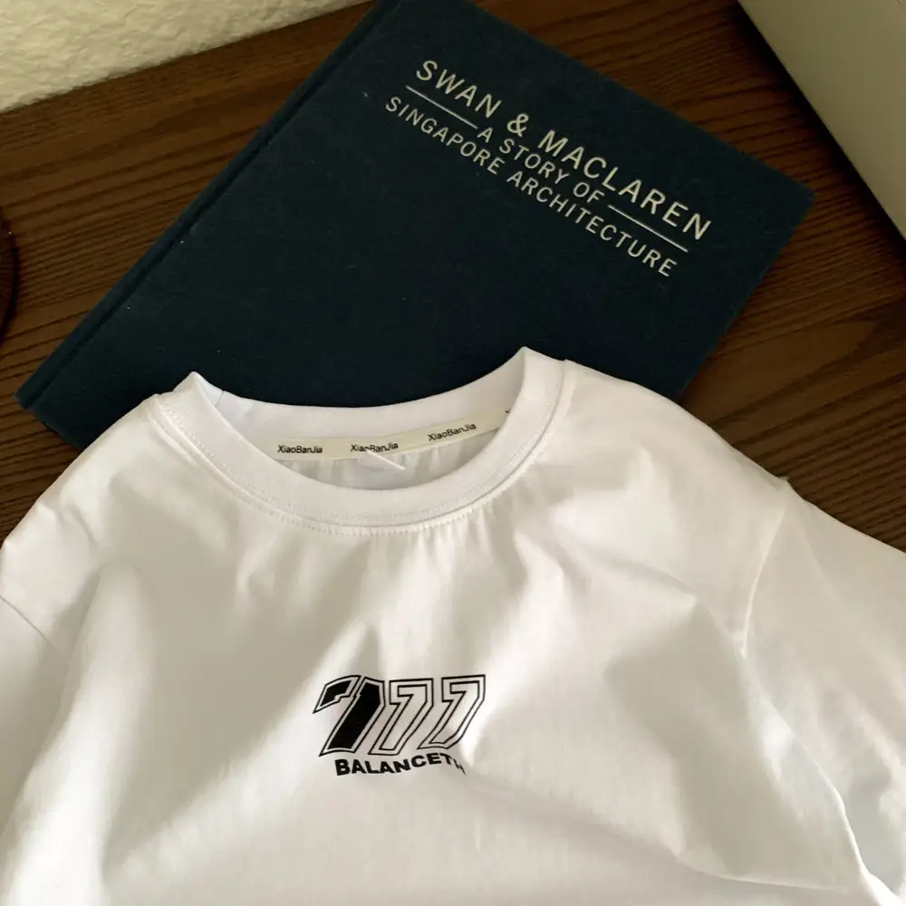 Boys 70s Logo Cotton T-Shirt White Black — feature 4