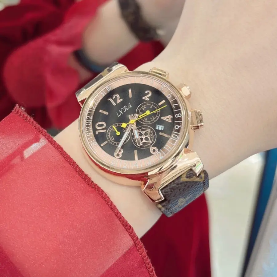 Women's Rose Gold Chronograph Watch with Printed Strap - Image 4