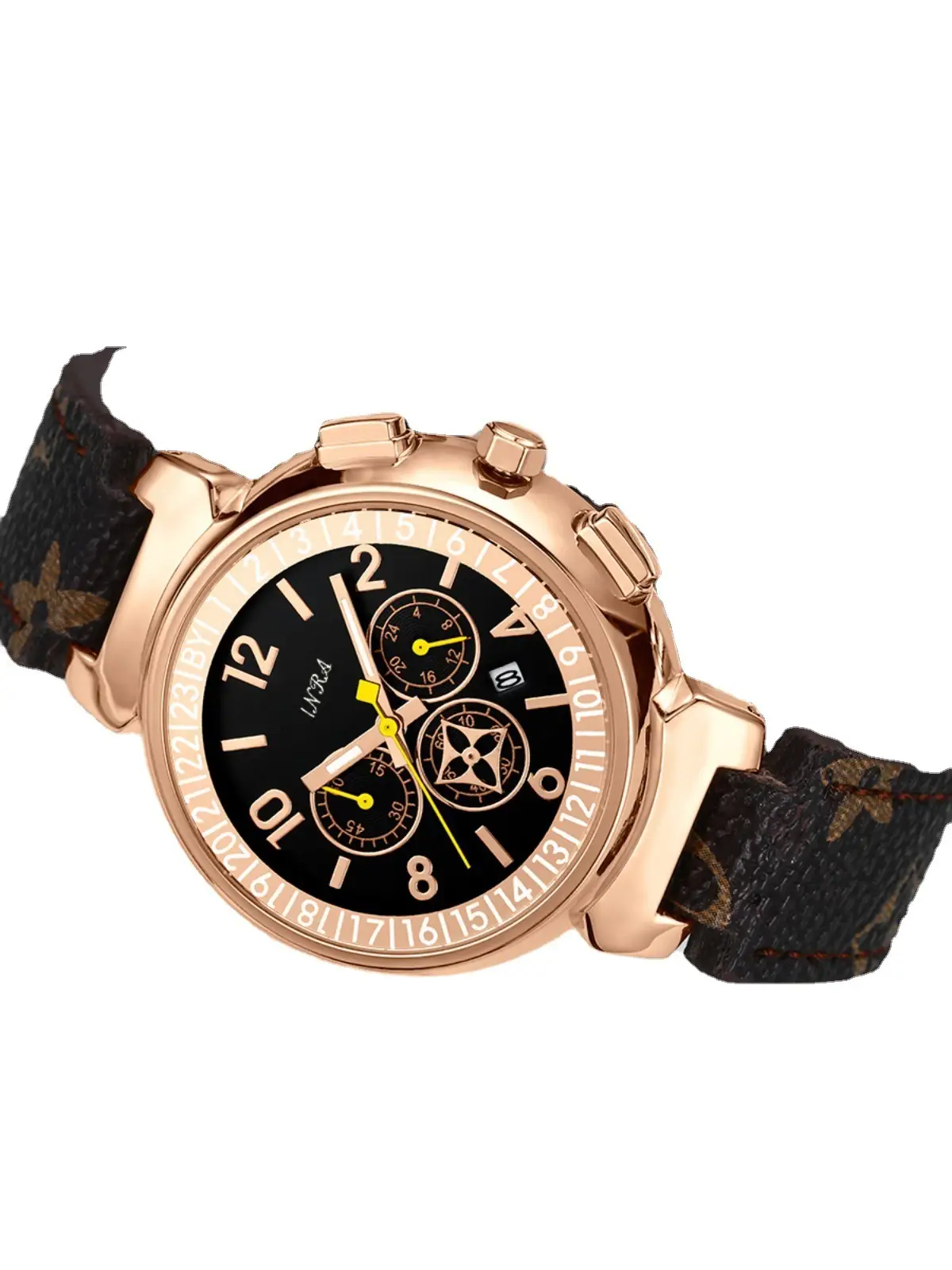 Women's Rose Gold Chronograph Watch with Printed Strap - Image 5