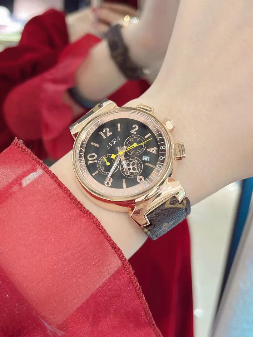 Women's Rose Gold Chronograph Watch with Printed Strap — feature 3
