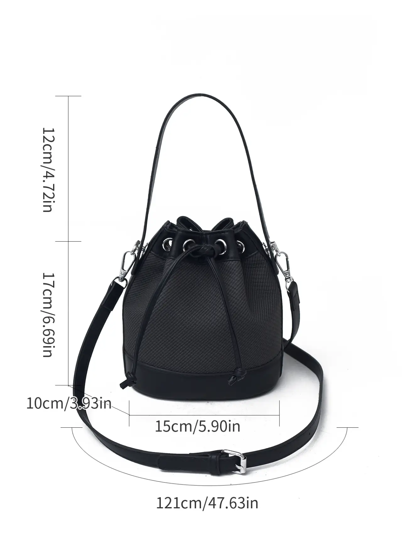 White Retro Bucket Bag for Women Shoulder Carry