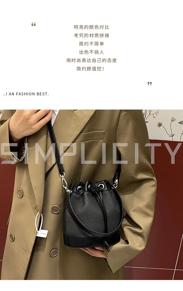 White Retro Bucket Bag for Women Shoulder Carry — feature 1