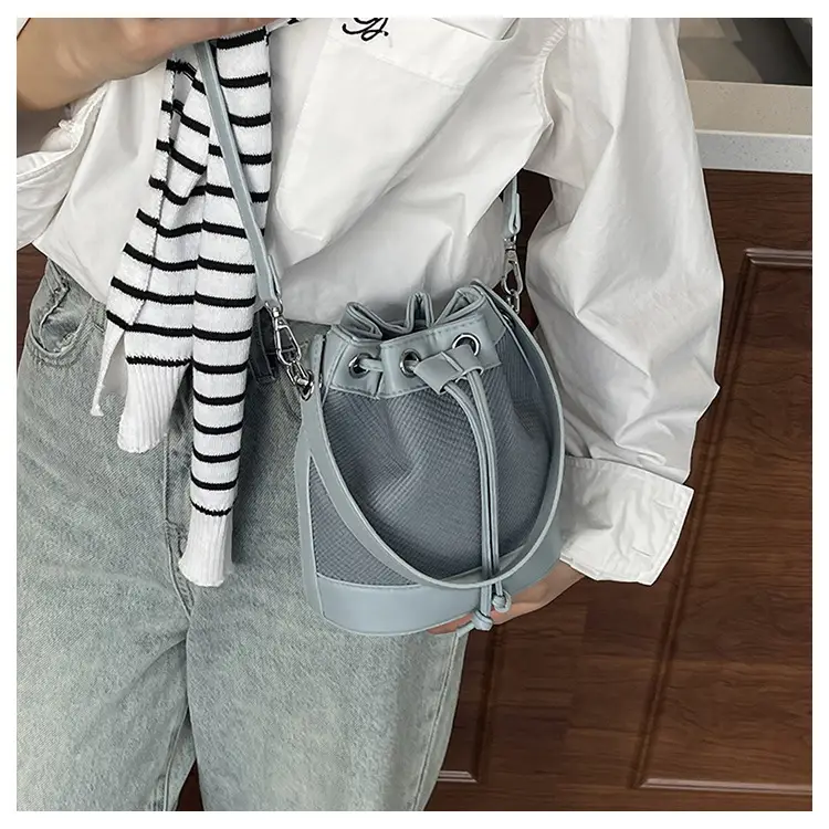 White Retro Bucket Bag for Women Shoulder Carry — feature 10