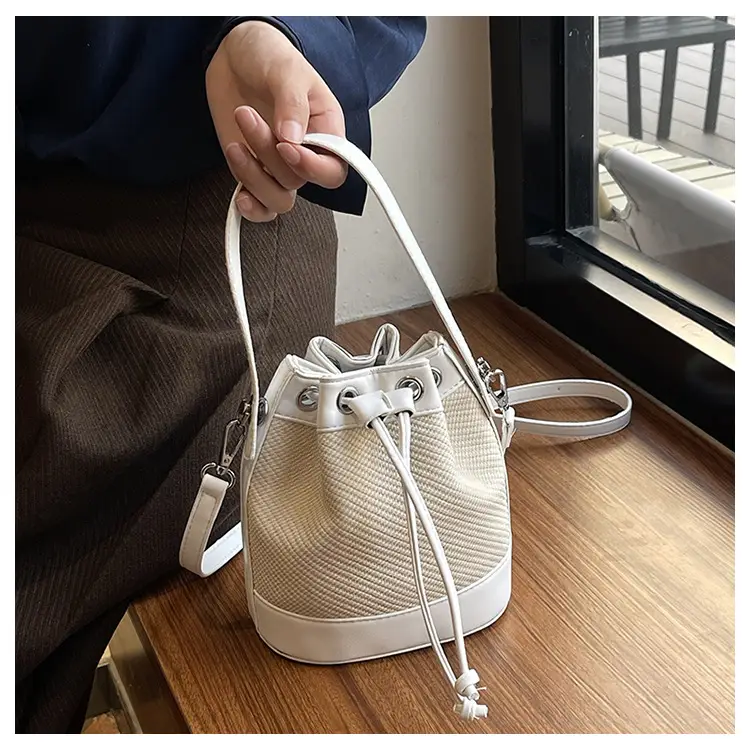 White Retro Bucket Bag for Women Shoulder Carry — feature 30