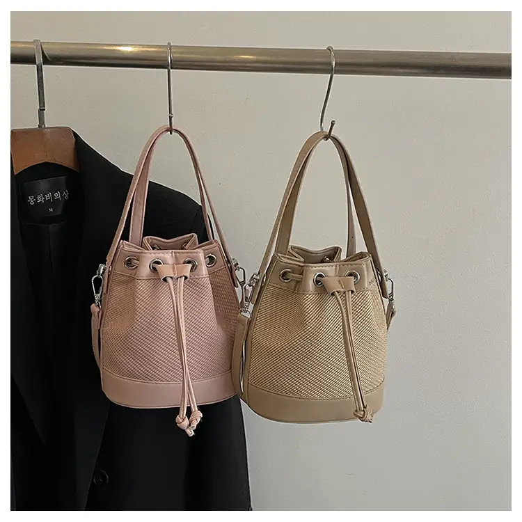 White Retro Bucket Bag for Women Shoulder Carry — feature 36