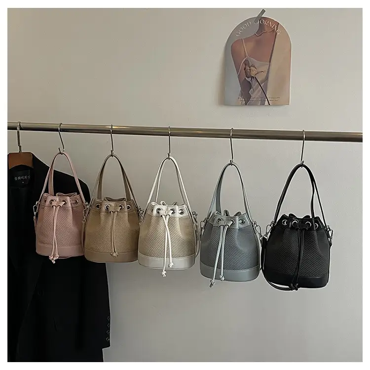 White Retro Bucket Bag for Women Shoulder Carry — feature 37