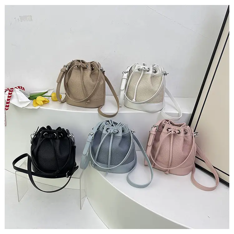White Retro Bucket Bag for Women Shoulder Carry — feature 49