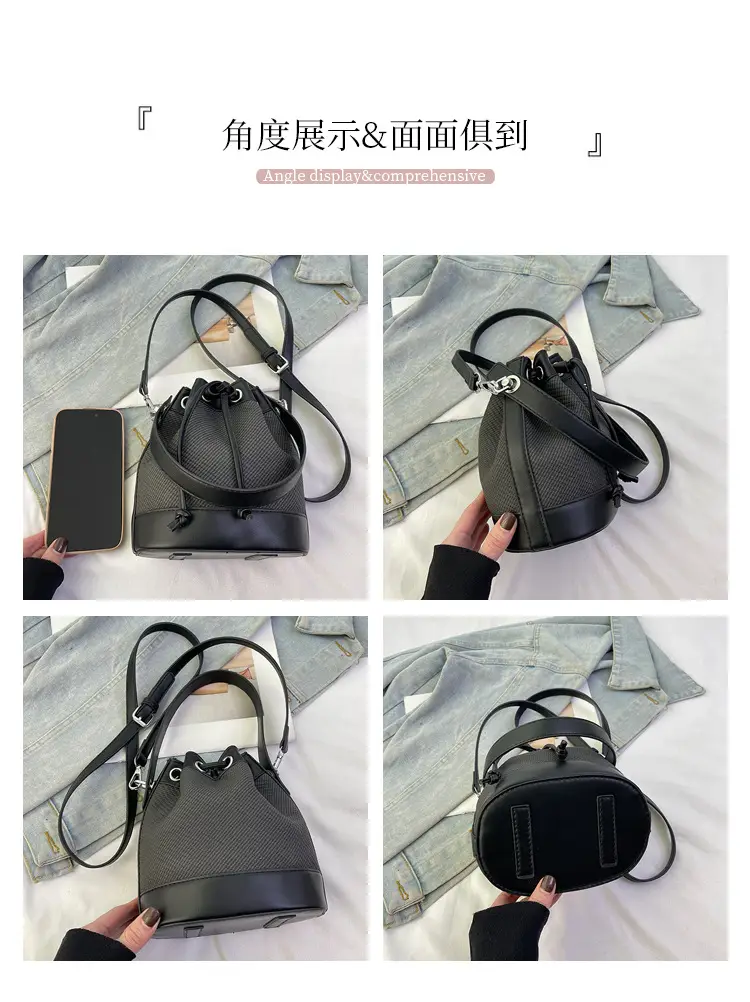 White Retro Bucket Bag for Women Shoulder Carry — feature 6
