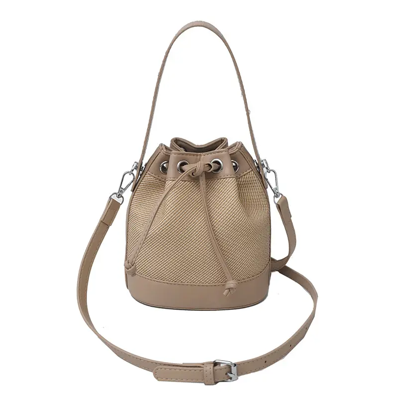 White Retro Bucket Bag for Women Shoulder Carry