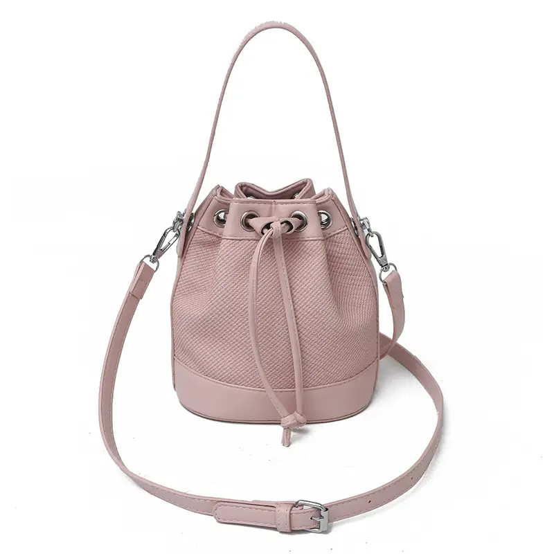 White Retro Bucket Bag for Women Shoulder Carry