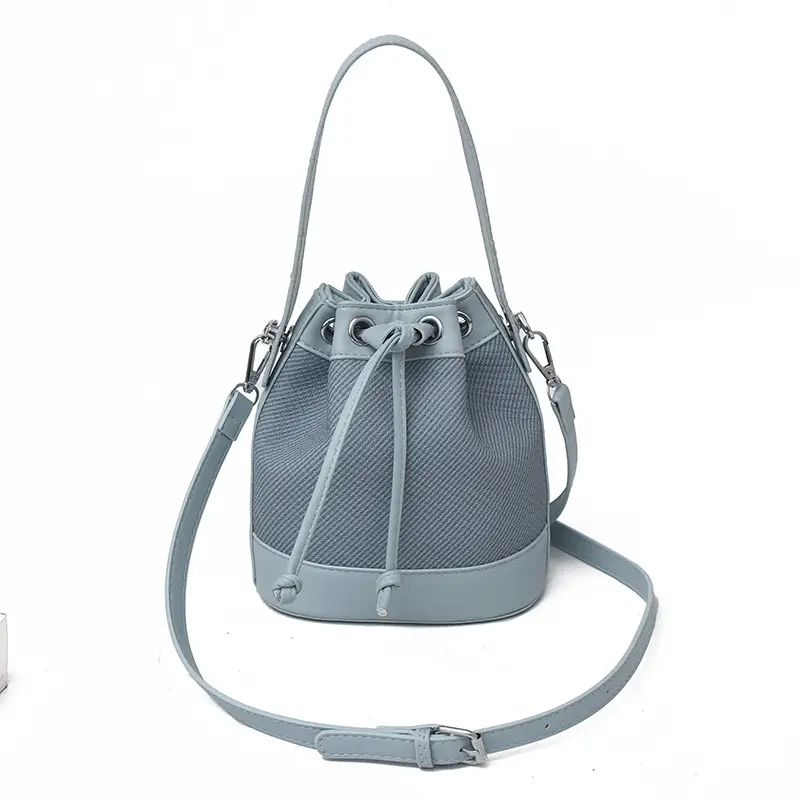 White Retro Bucket Bag for Women Shoulder Carry