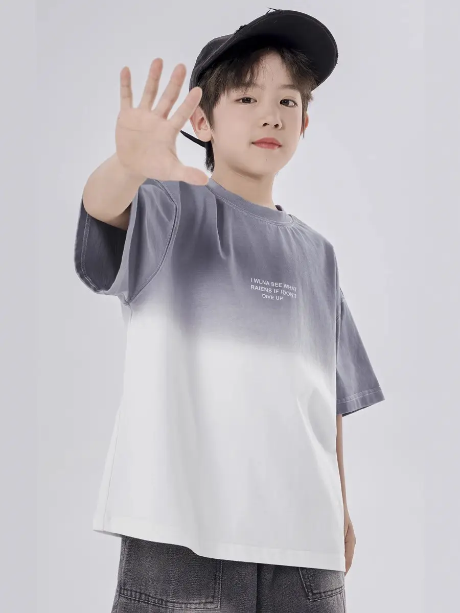 Boys Gradient Cotton T-Shirt Medium Large Summer - Image 3