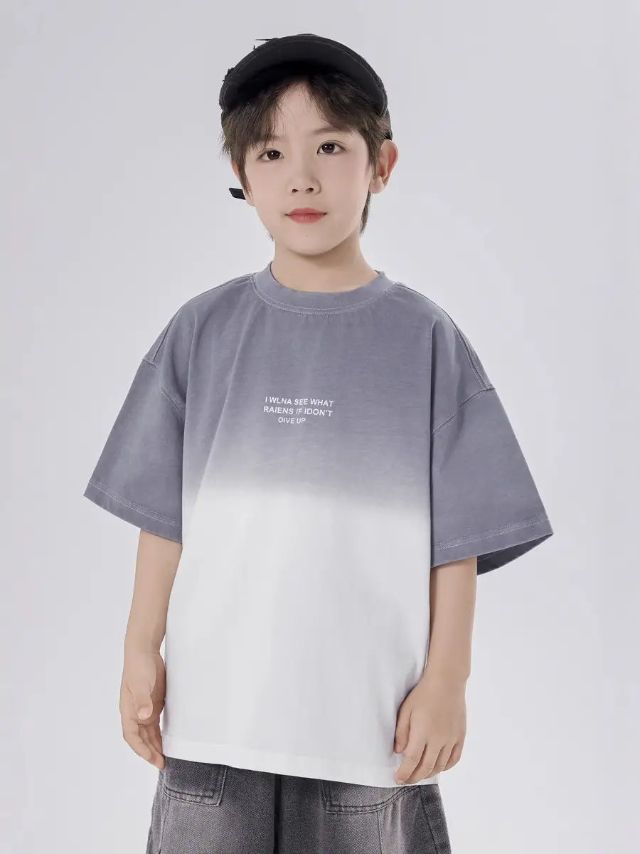 Boys Gradient Cotton T-Shirt Medium Large Summer - Image 4
