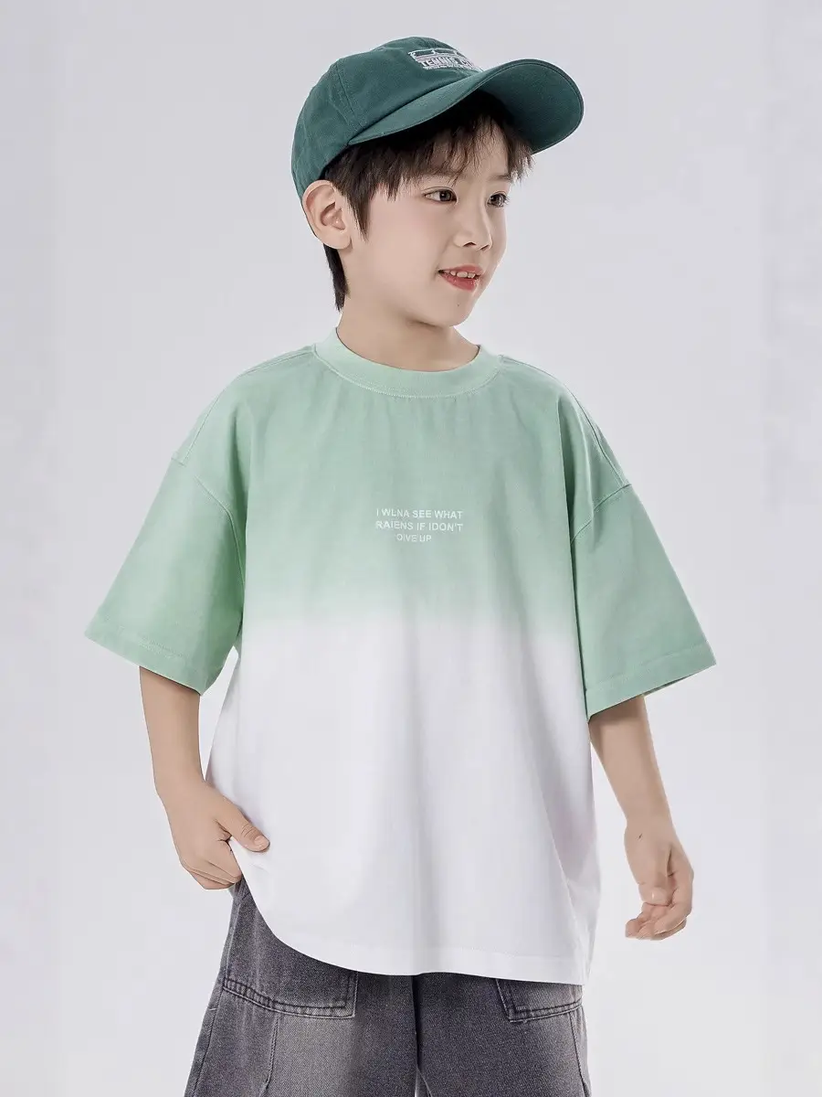 Boys Gradient Cotton T-Shirt Medium Large Summer - Image 5