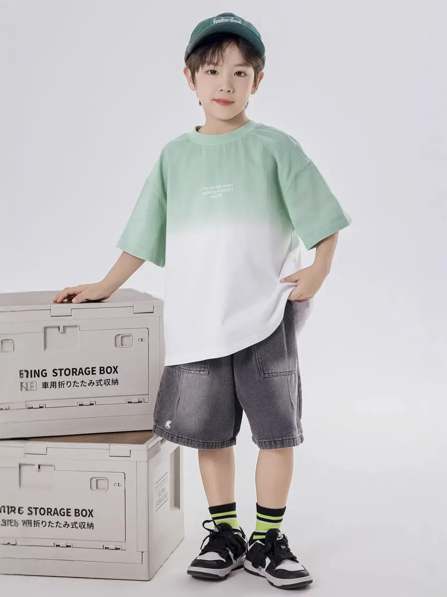 Boys Gradient Cotton T-Shirt Medium Large Summer - Image 6