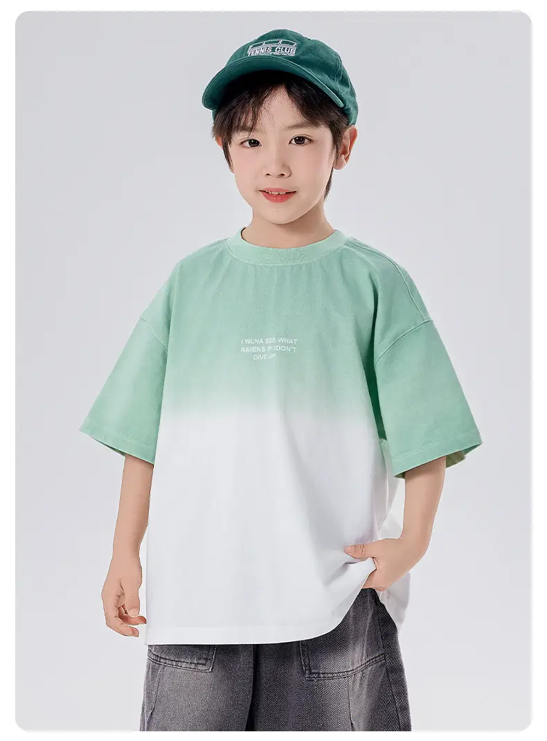 Boys Gradient Cotton T-Shirt Medium Large Summer — feature 10