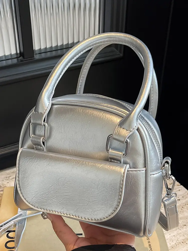 Korean Style Square Handbag for Women Cream - Image 6
