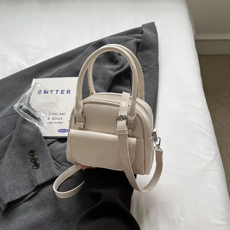 Korean Style Square Handbag for Women Cream - Image 2