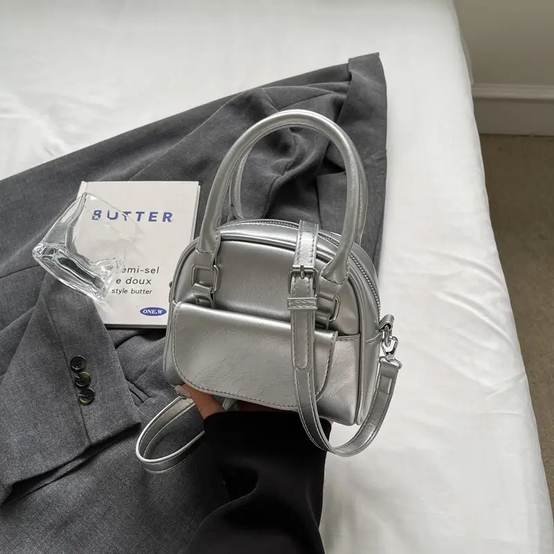 Korean Style Square Handbag for Women Cream - Image 3